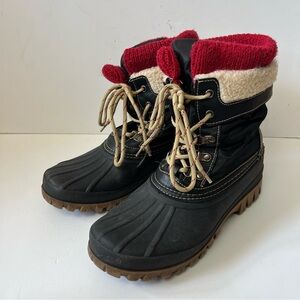 Storm by Cougar Knit Top Lace Up Duck Boots Women's 9